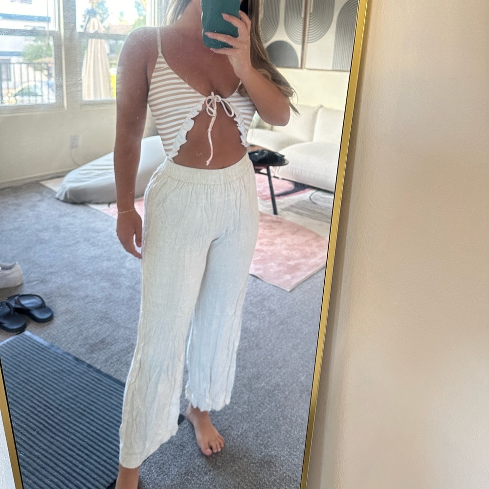 Perfect cream linen drawstring pants!